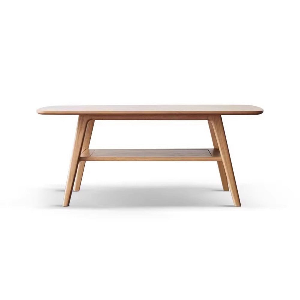Lubin Natural Solid Oak Coffee Table with Shelf | small coffee table for books and decors for NZ | Oak Furniture Store