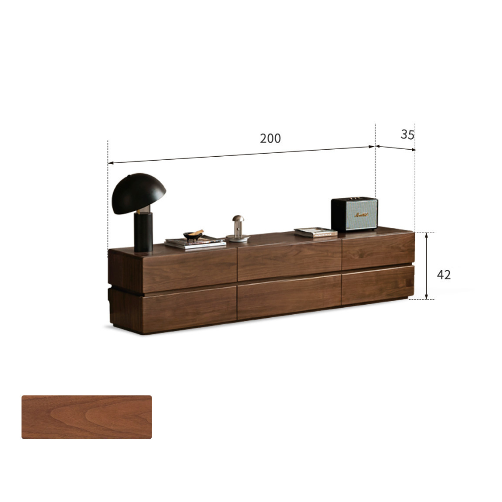 Lunan Natural Solid Walnut Floor Standing Entertainment Unit