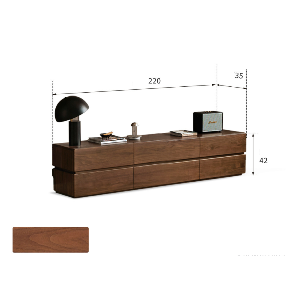 Lunan Natural Solid Walnut Floor Standing Entertainment Unit