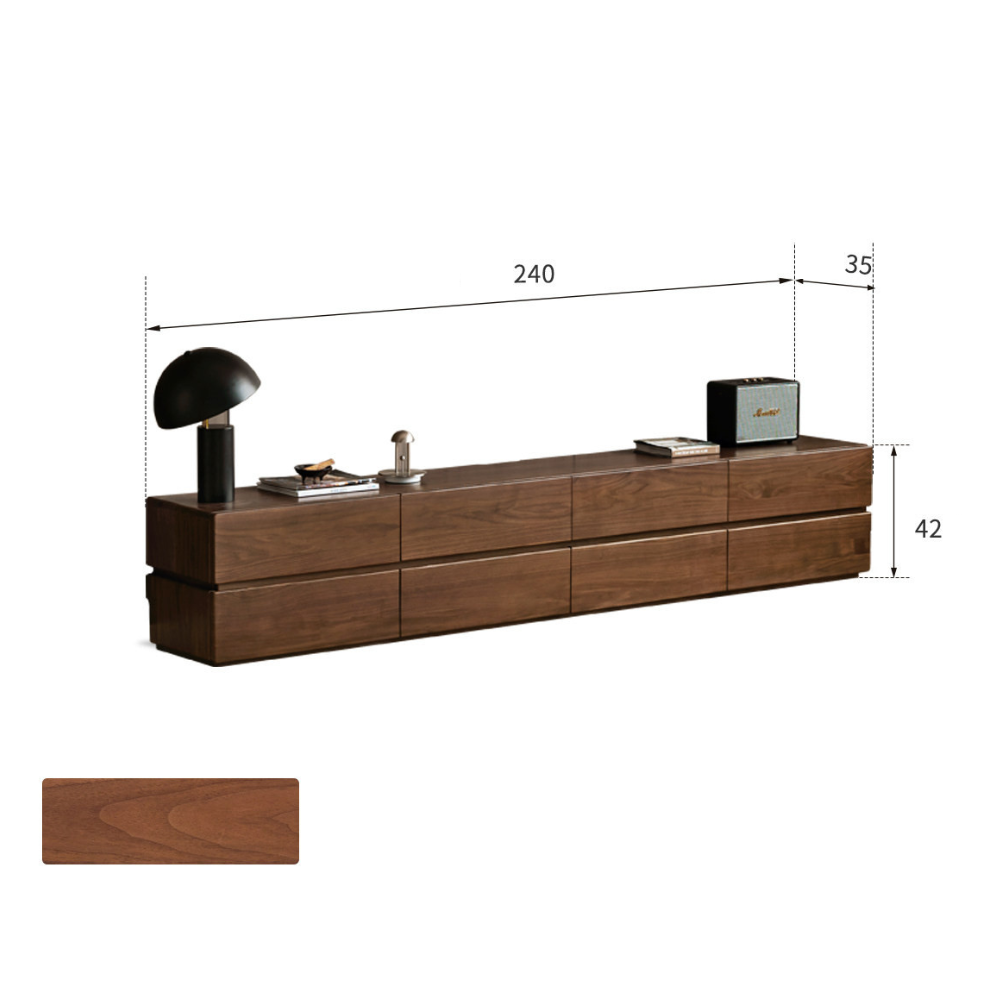Lunan Natural Solid Walnut Floor Standing Entertainment Unit