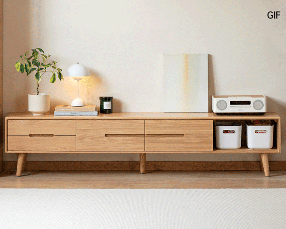 Malmo Natural Solid Oak Entertainment Unit Design Two - Oak Furniture Store