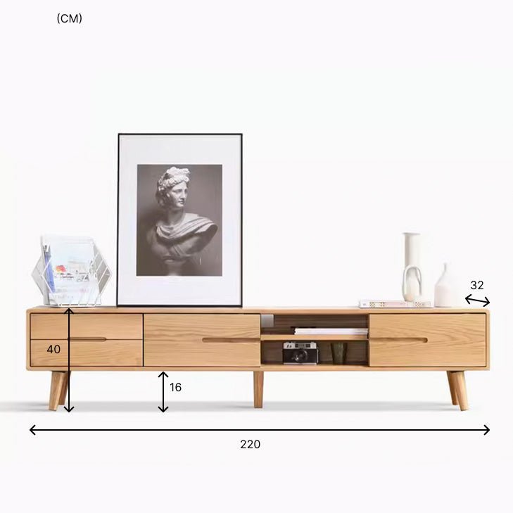 Malmo Natural Solid Oak Entertainment Unit Design Two - Oak Furniture Store