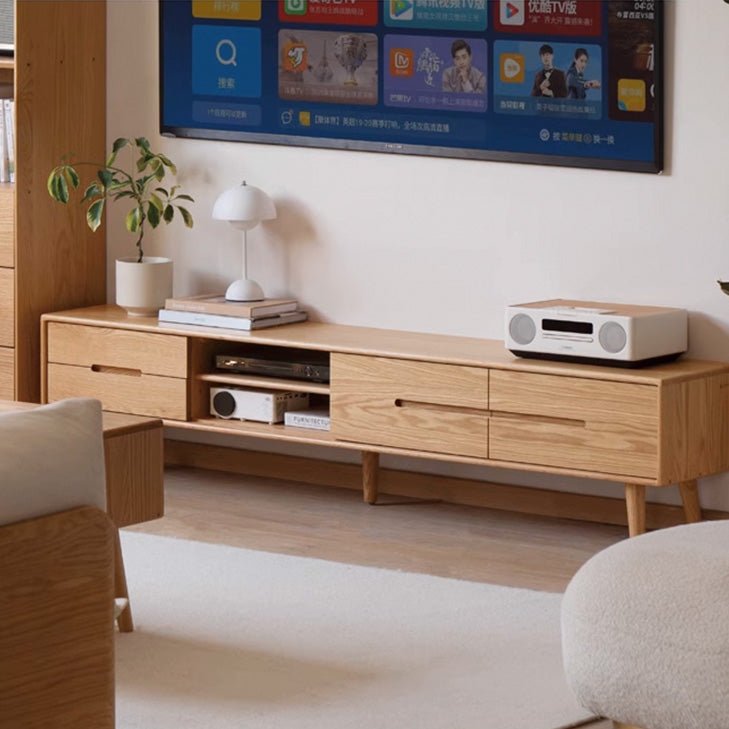 Malmo Natural Solid Oak Entertainment Unit Design Two - Oak Furniture Store