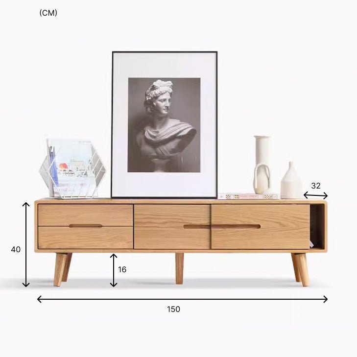 Malmo Natural Solid Oak Entertainment Unit Design Two - Oak Furniture Store