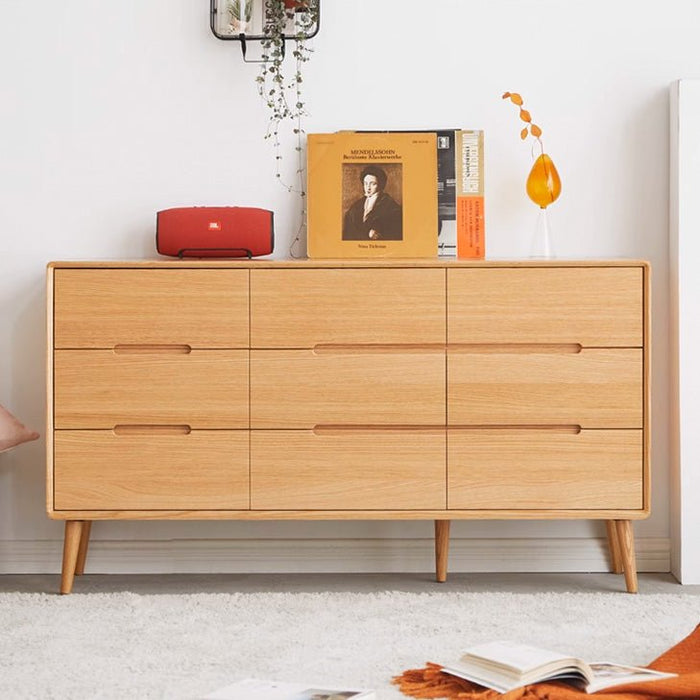 Malmo Natural Solid Oak Chest of 9 Drawers