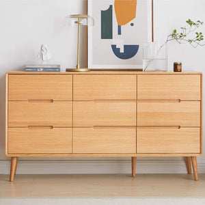 Malmo Natural Solid Oak Chest of 9 Drawers - Oak Furniture Store & Sofas