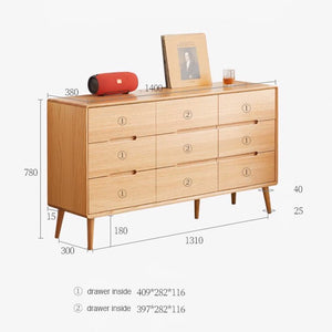 Malmo Natural Solid Oak Chest of 9 Drawers - Oak Furniture Store & Sofas