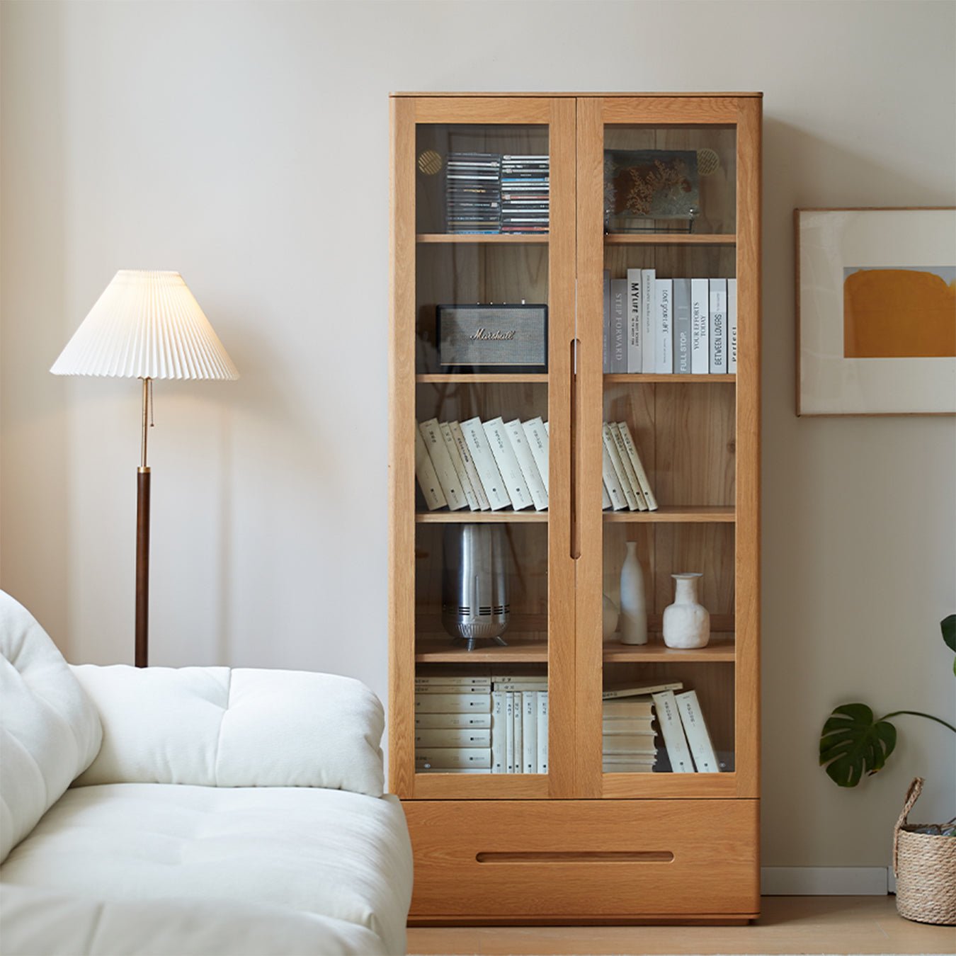 Manchester Natural Solid Oak Display Bookcase Cabinet | Oak Furniture Store