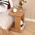 Mantinos Solid Rubber Wood C-Shape Side Table with Caster Wheels