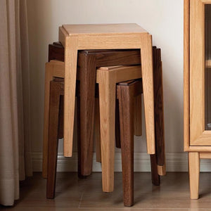 Matsue Natural Solid Wood Stacking Stool - Oak Furniture Store