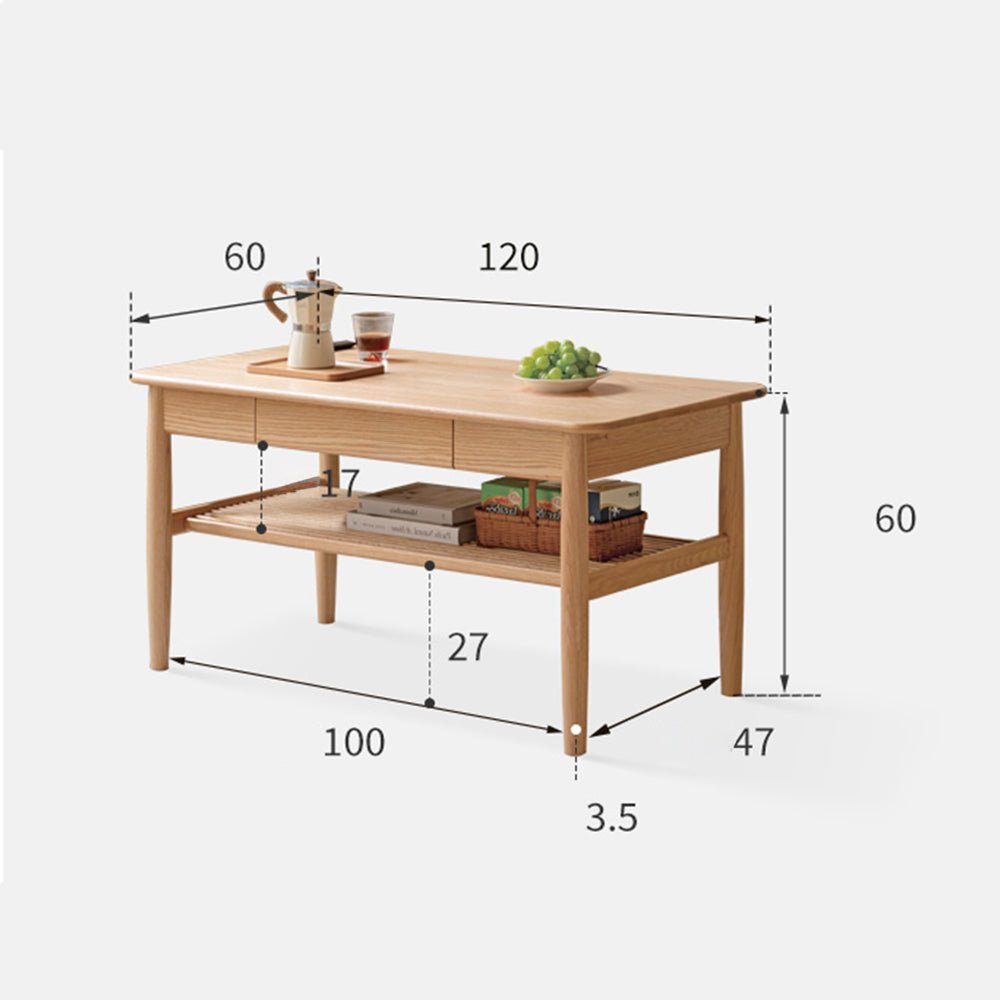 Mayen Natural Solid Oak Tall Coffee Table