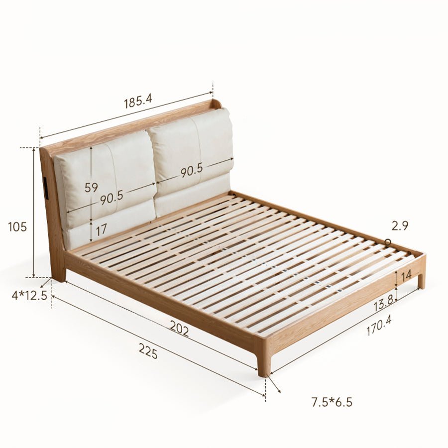 Menet Natural Solid Oak Cushion Back Bed Frame | Oak Furniture Store