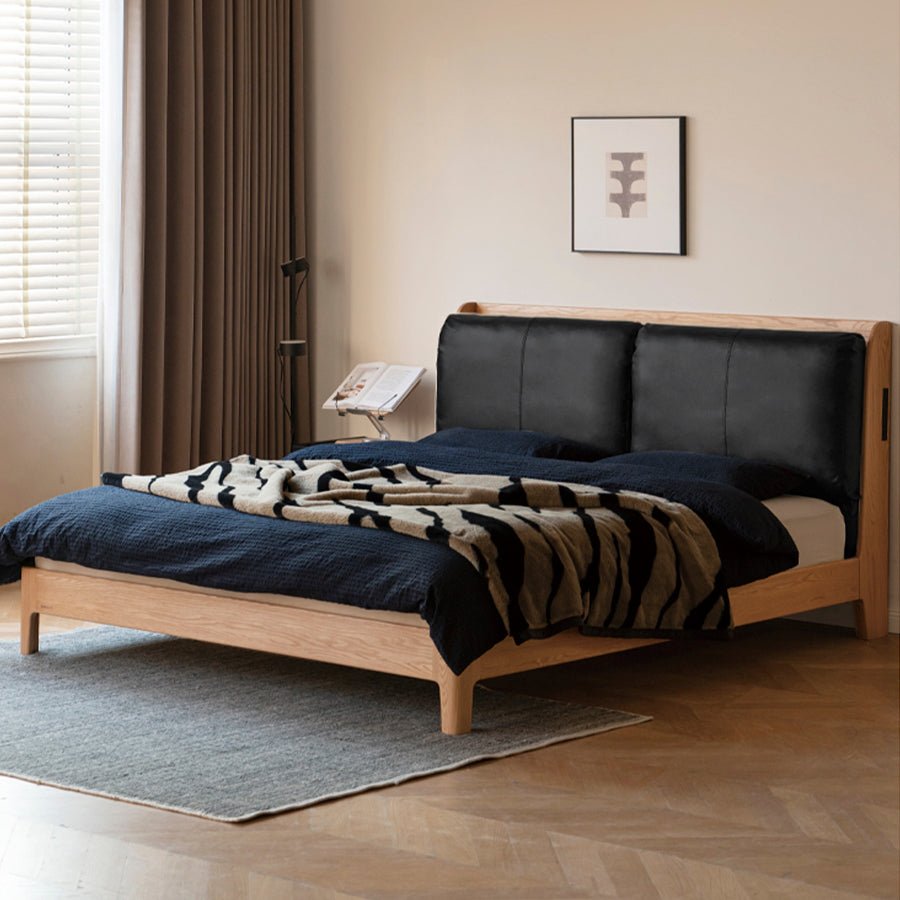 Menet Natural Solid Oak Cushion Back Bed Frame | Oak Furniture Store