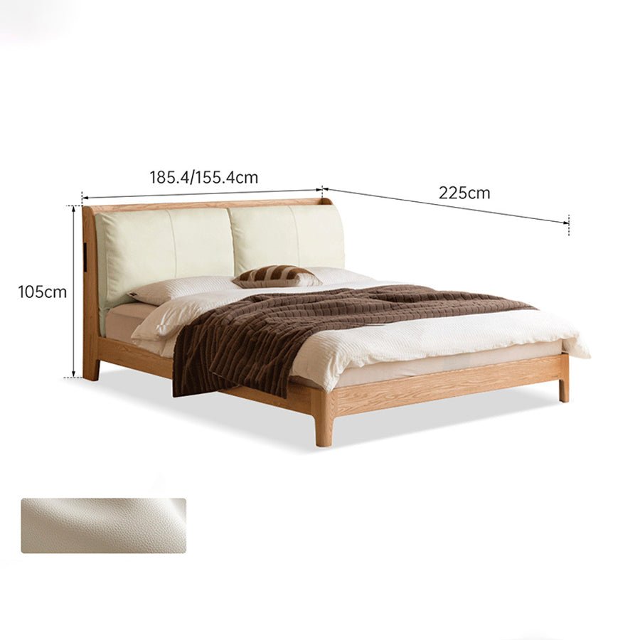 Menet Natural Solid Oak Cushion Back Bed Frame | Oak Furniture Store