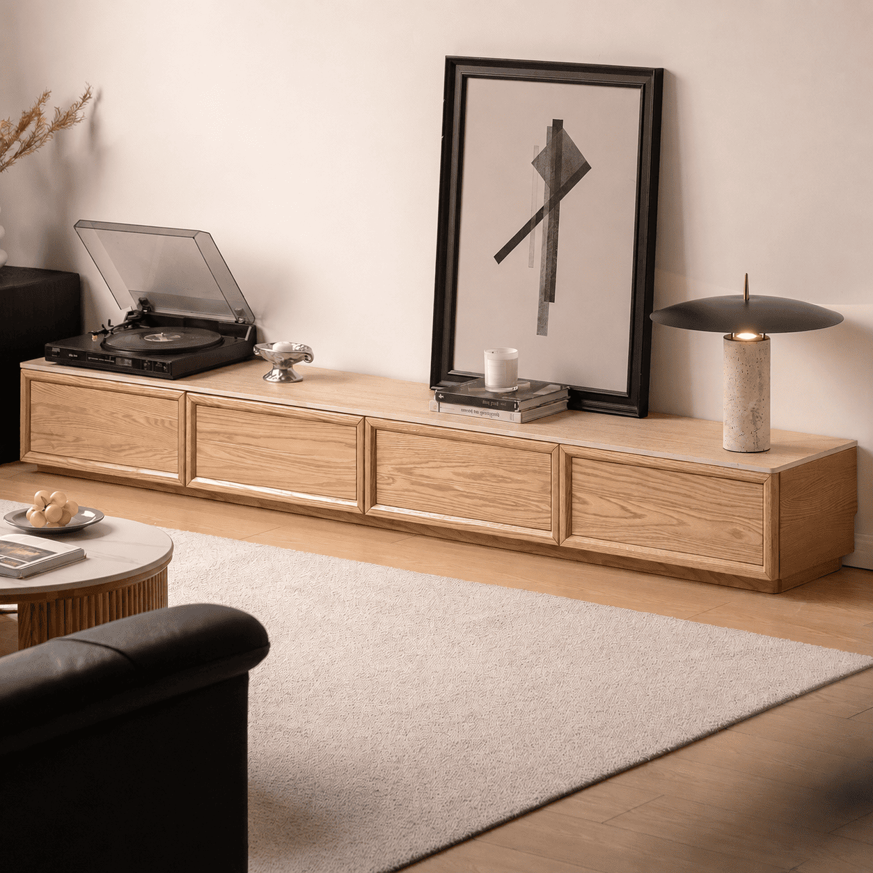 Mesa Natural Solid Oak Entertainment Unit with Ceramic Top
