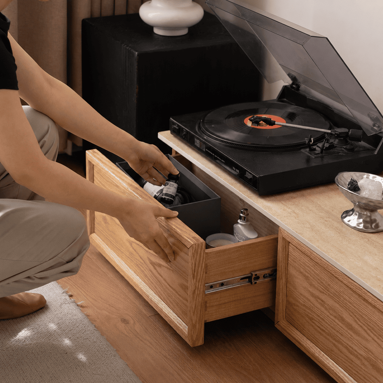 Mesa Natural Solid Oak Entertainment Unit with Ceramic Top