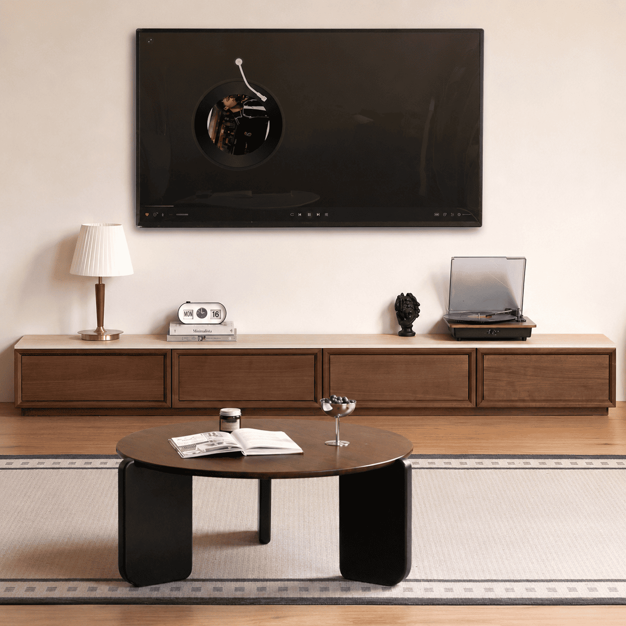 Mesa Natural Solid Walnut Entertainment Unit with Ceramic Top