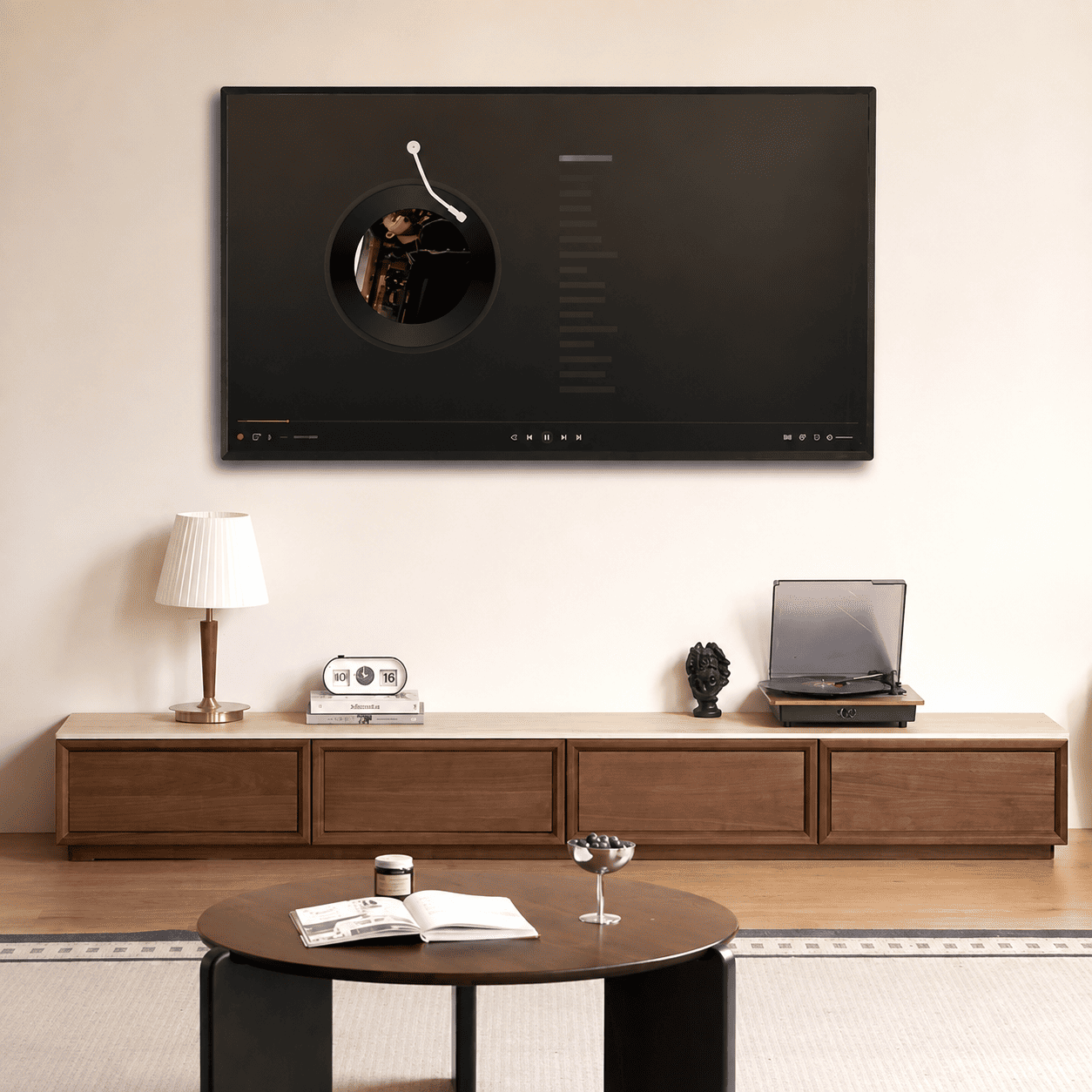 Mesa Natural Solid Walnut Entertainment Unit with Ceramic Top