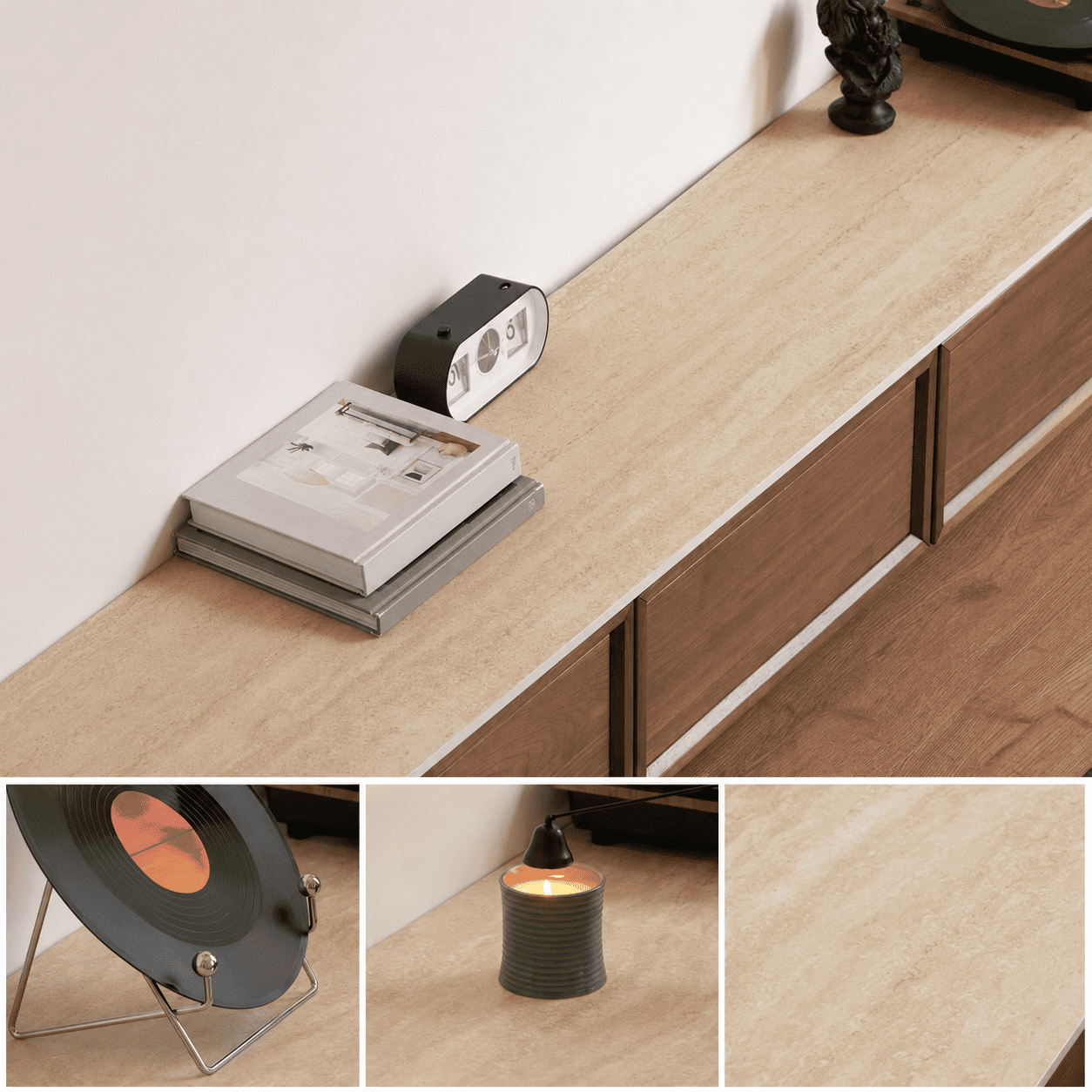 Mesa Natural Solid Walnut Entertainment Unit with Ceramic Top