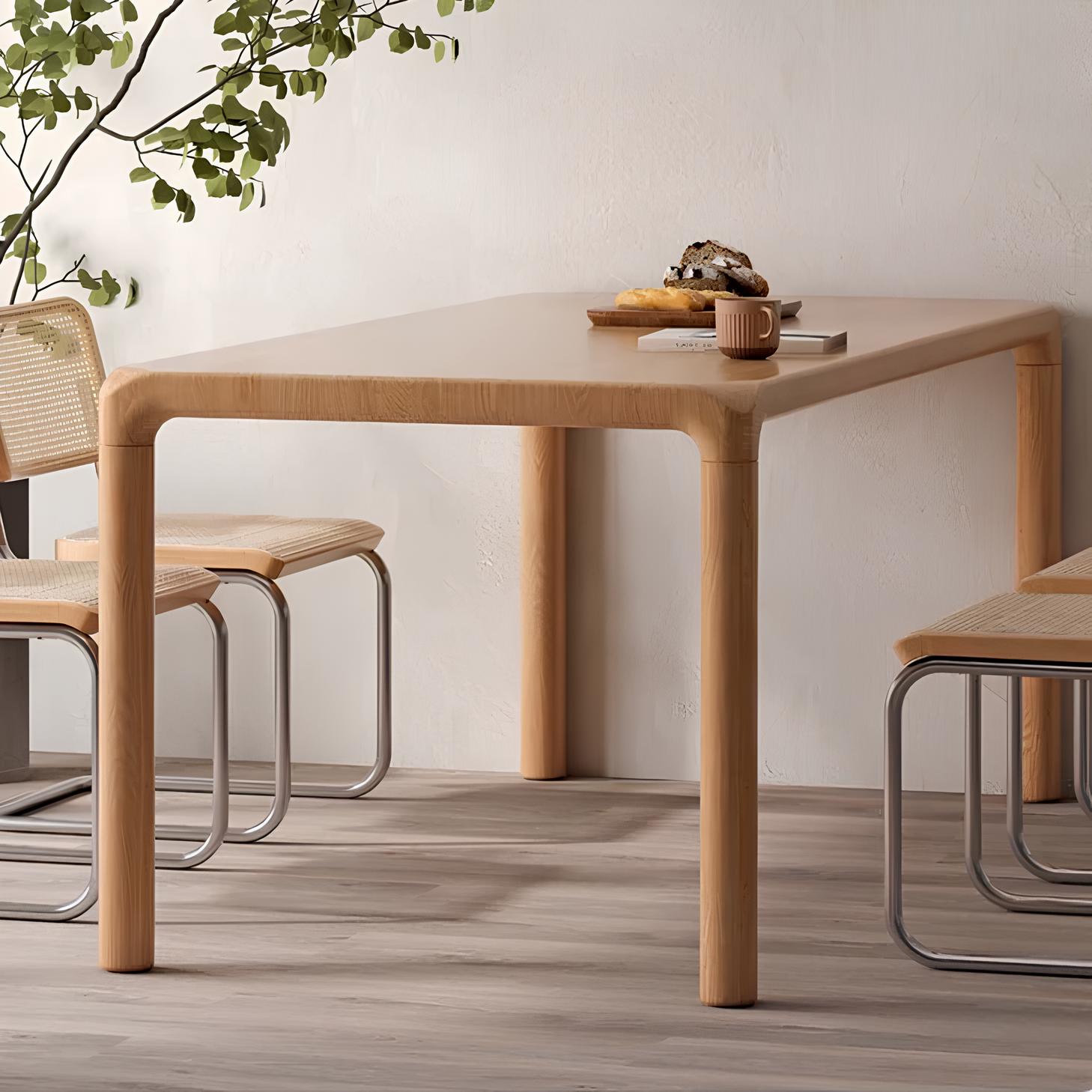 Ming Natural Solid Ash Large Dining Table