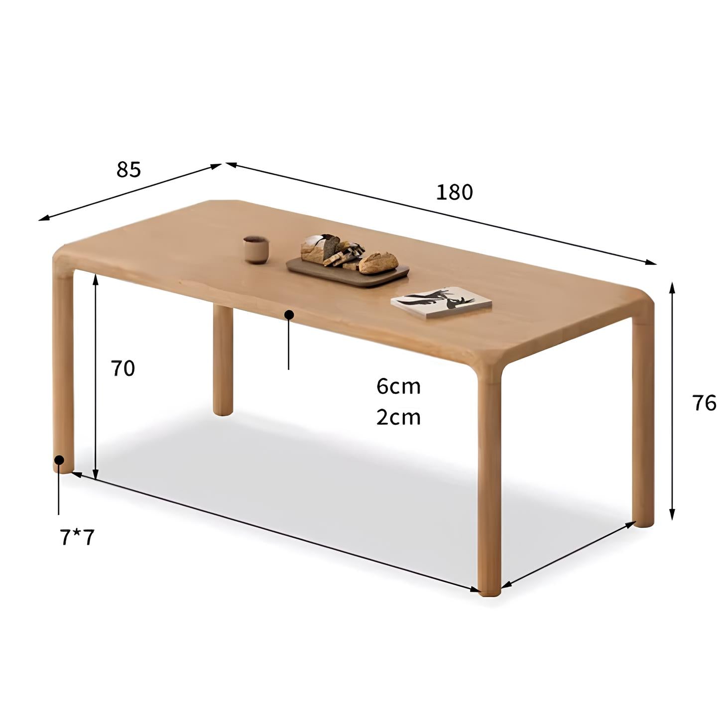Ming Natural Solid Ash Large Dining Table