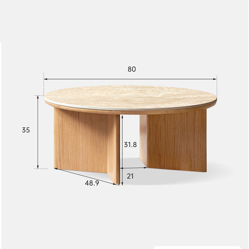 Mirto Natural Solid Oak Coffee Table with Ceramic Top