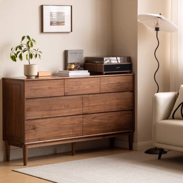 Mocha Solid Walnut 3+4 Chest of Drawers - Oak Furniture Store
