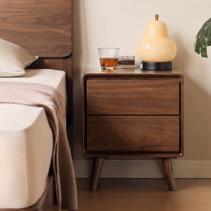 Mocha Solid Walnut Bedside Table - Oak Furniture Store