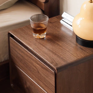 Mocka Solid Walnut Bedside Table - Oak Furniture Store