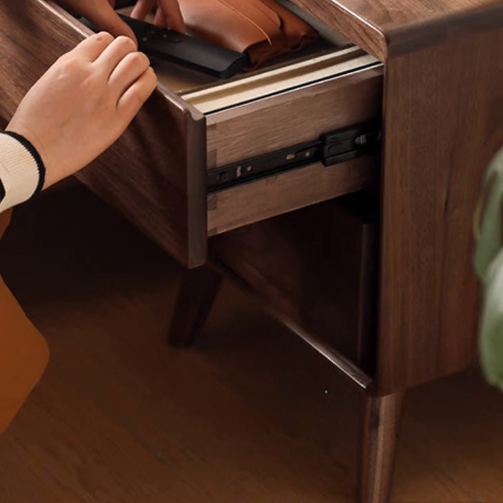 Mocha Solid Walnut Bedside Table - Oak Furniture Store