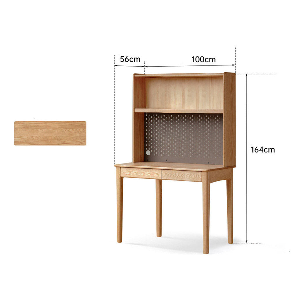 Monte Natural Solid Oak Desk with Hutch