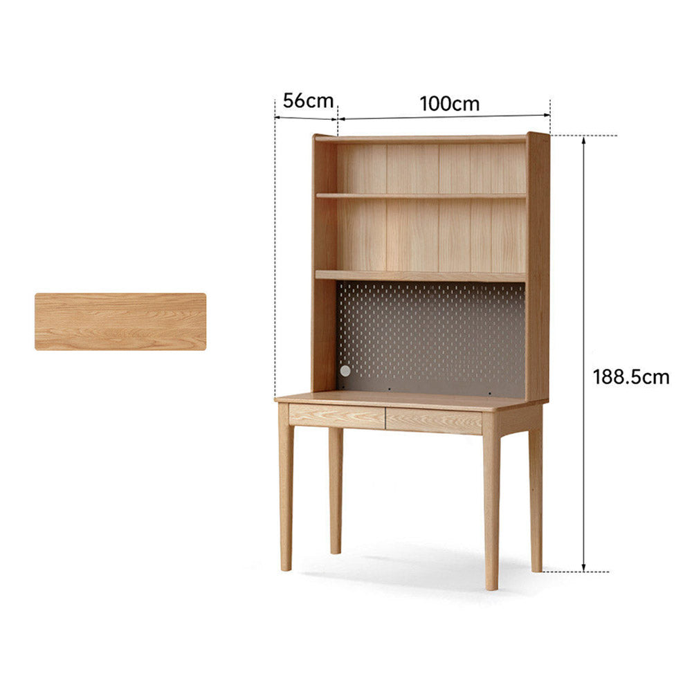 Monte Natural Solid Oak Desk with Hutch