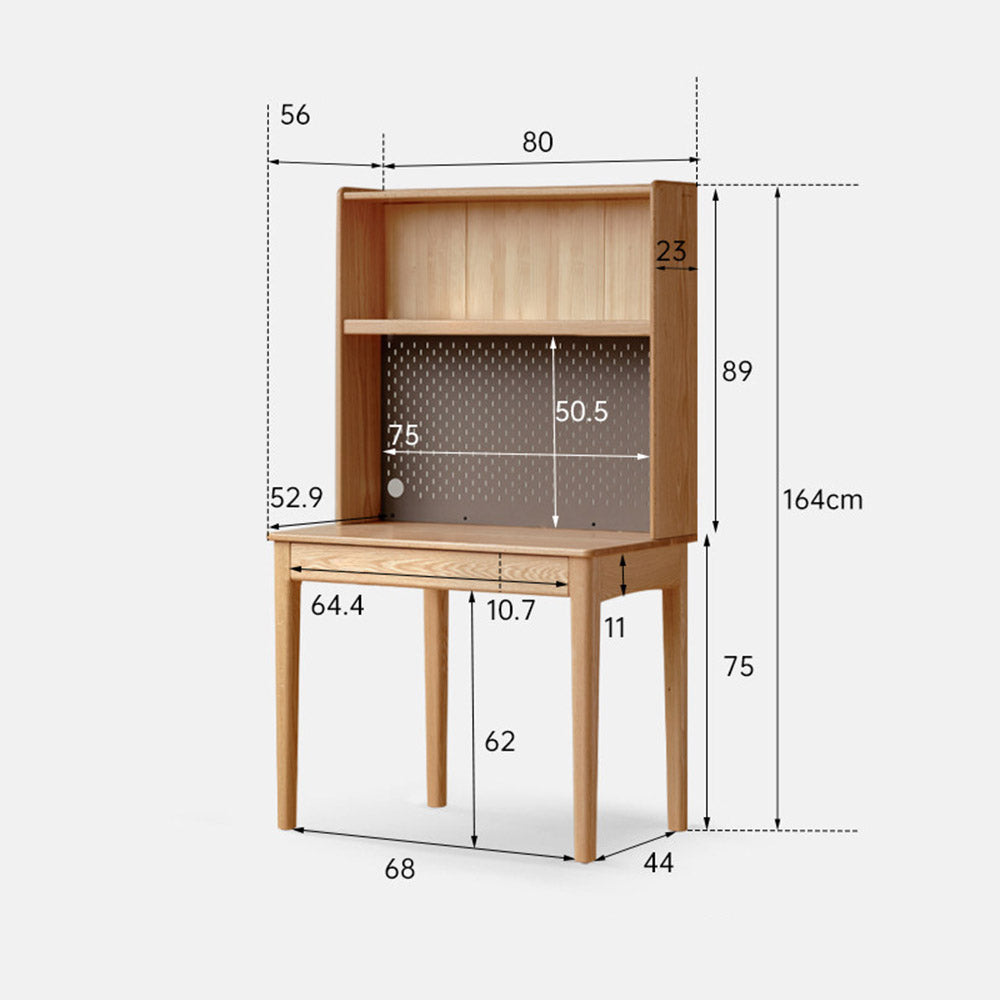 Monte Natural Solid Oak Desk with Hutch