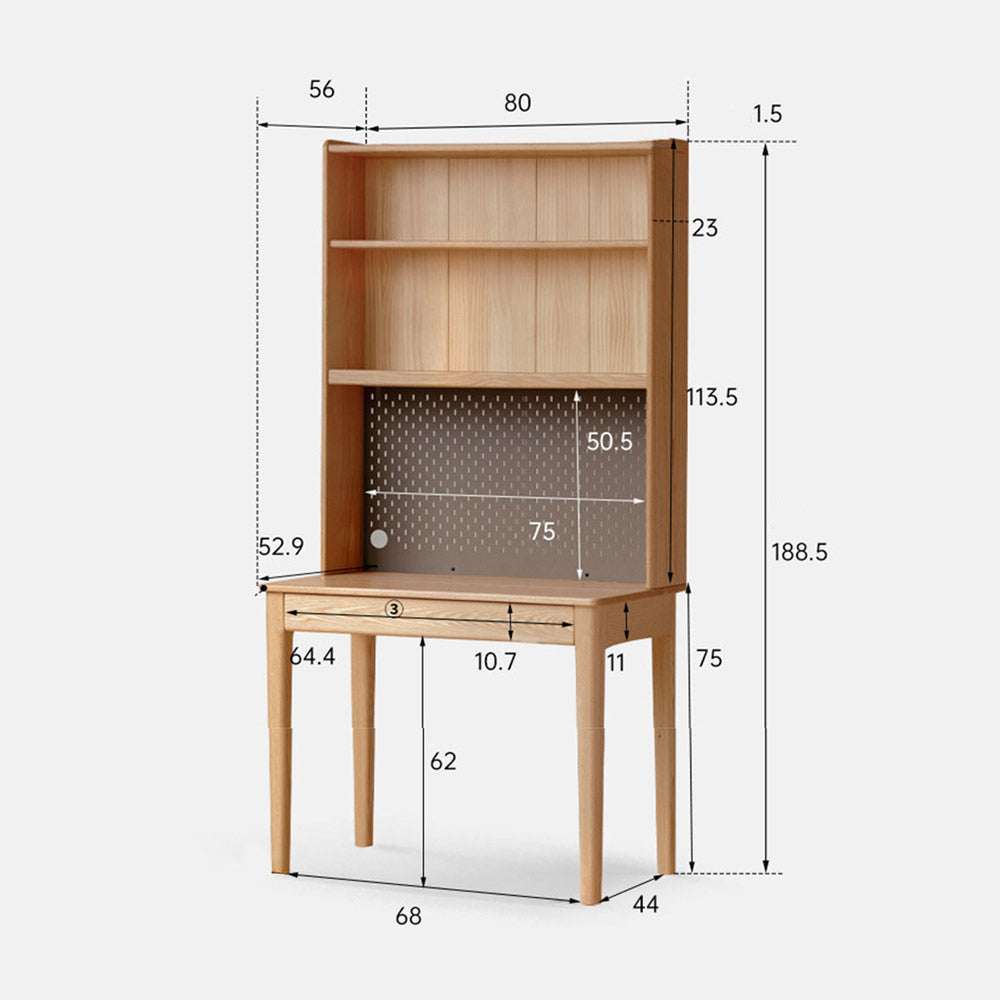 Monte Natural Solid Oak Desk with Hutch