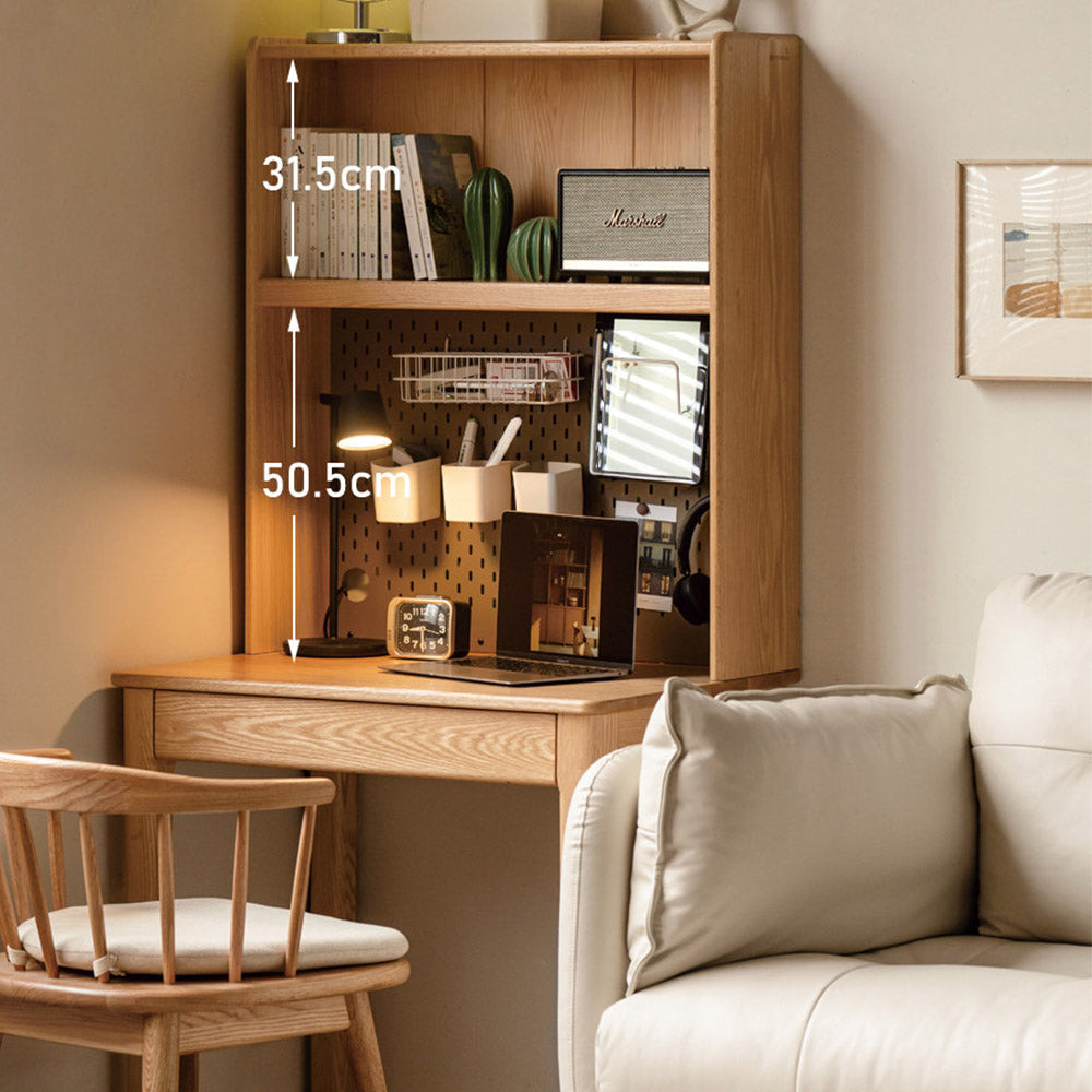 Monte Natural Solid Oak Desk with Hutch