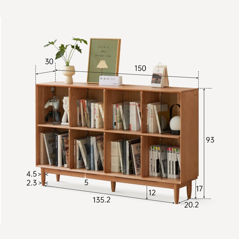 Myrland Natural Solid Oak Low Bookcase | Oak Furniture Store