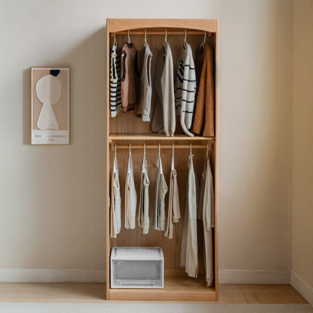 Naila Natural Solid Oak Wardrobe with Curtain