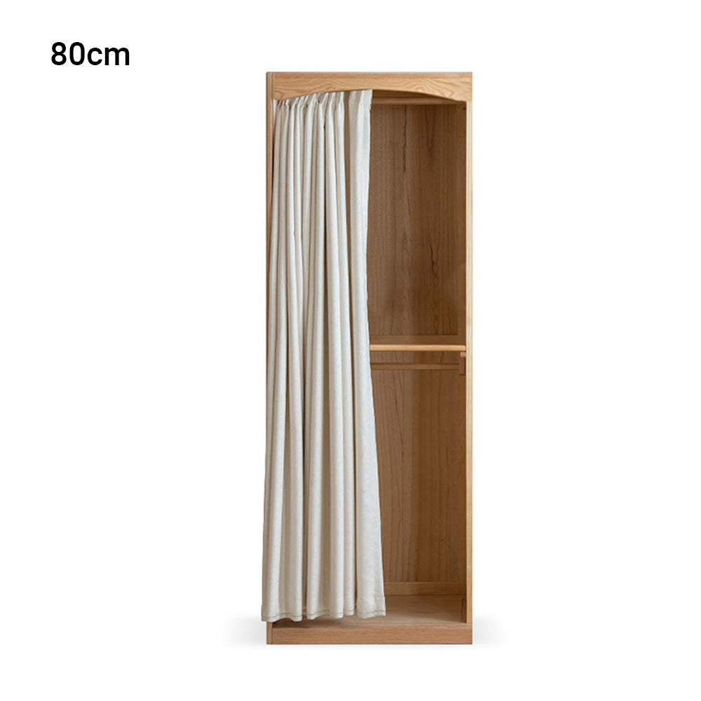 Naila Natural Solid Oak Wardrobe with Curtain