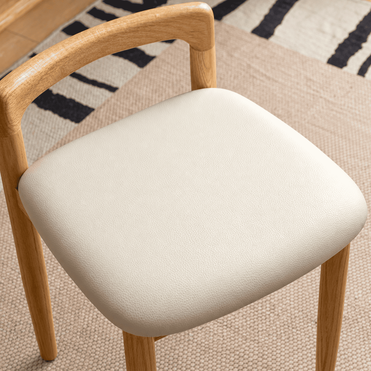 Nampa natural solid oak dressing stool dimension image showing 42cm seat height