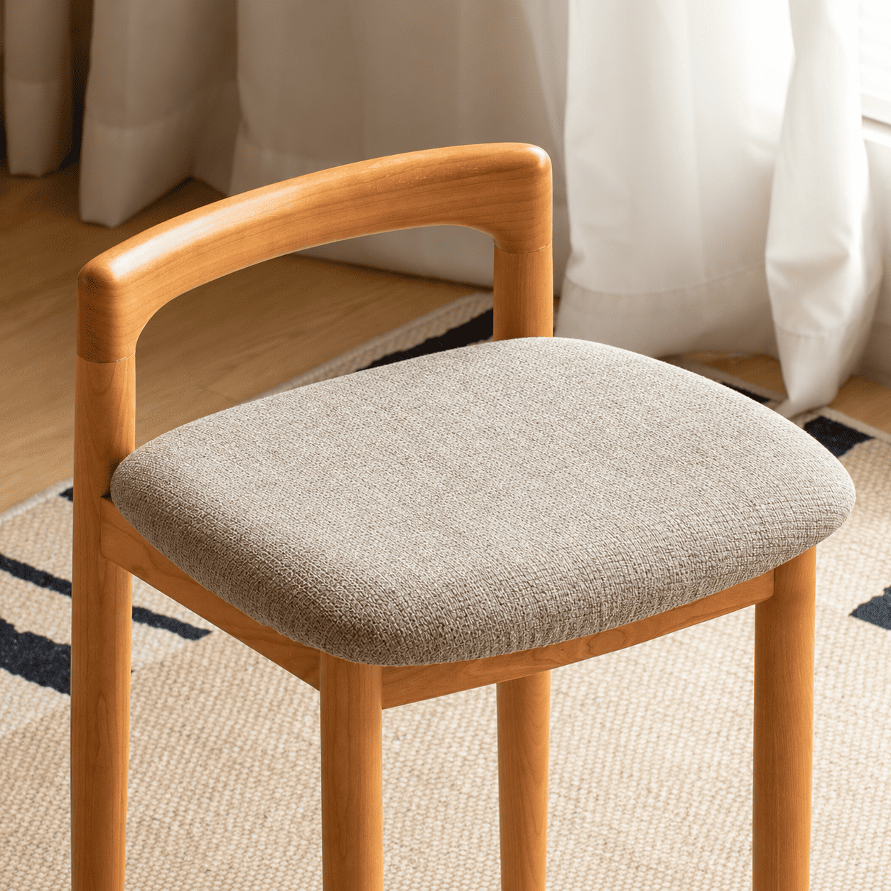 Nampa dressing stool seat depth detail showing 36.3cm cushion measurement