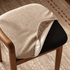 Nampa natural oak dressing stool with grey fabric cushioned seat and curved wooden backrest