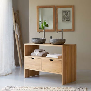 Nanterre Natural Solid Oak Double Basin Vanity Unit - Oak Furniture Store