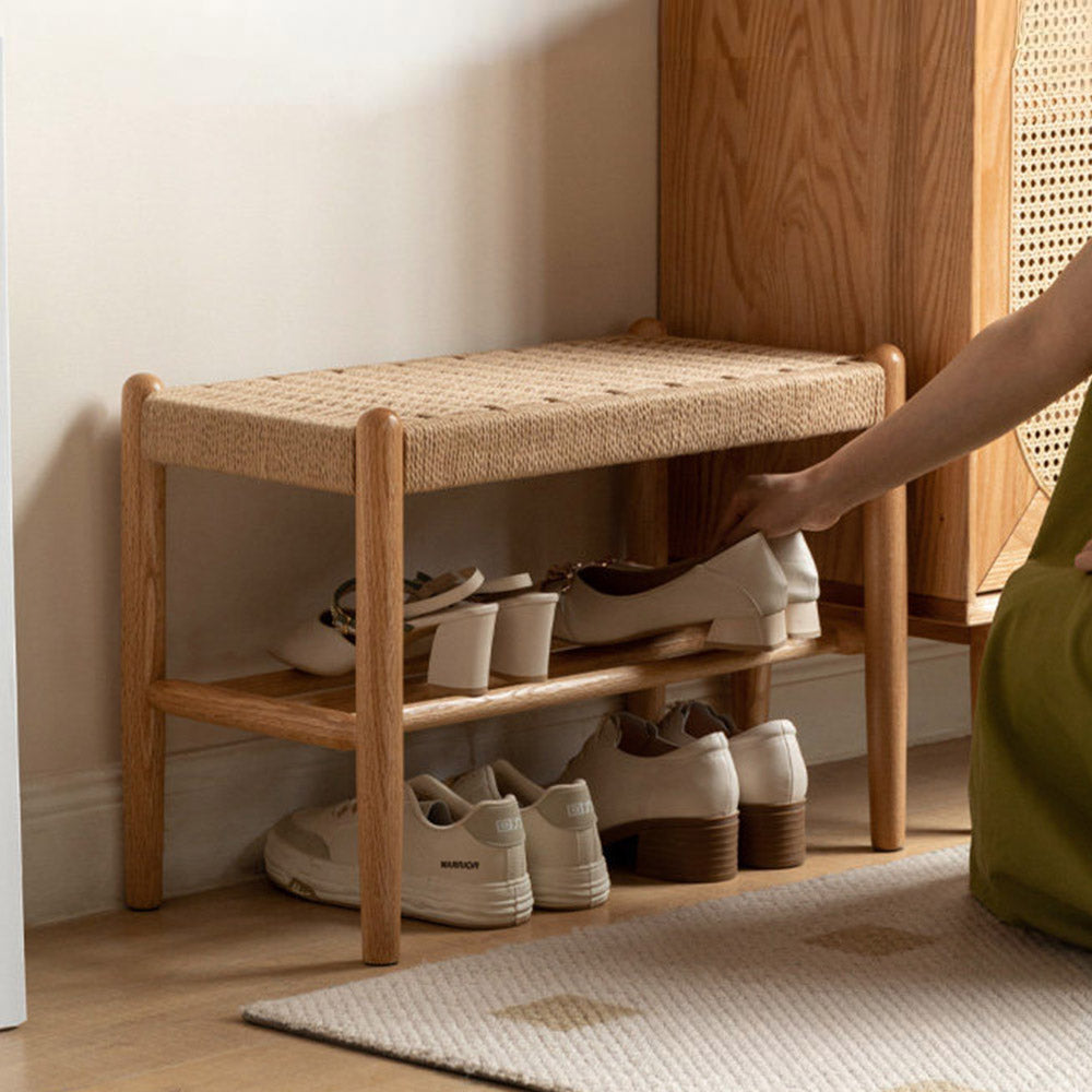 Nara Natural Solid Oak Shoe Bench