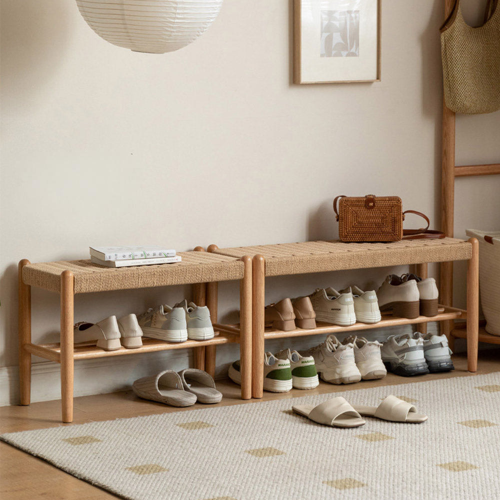 Nara Natural Solid Oak Shoe Bench