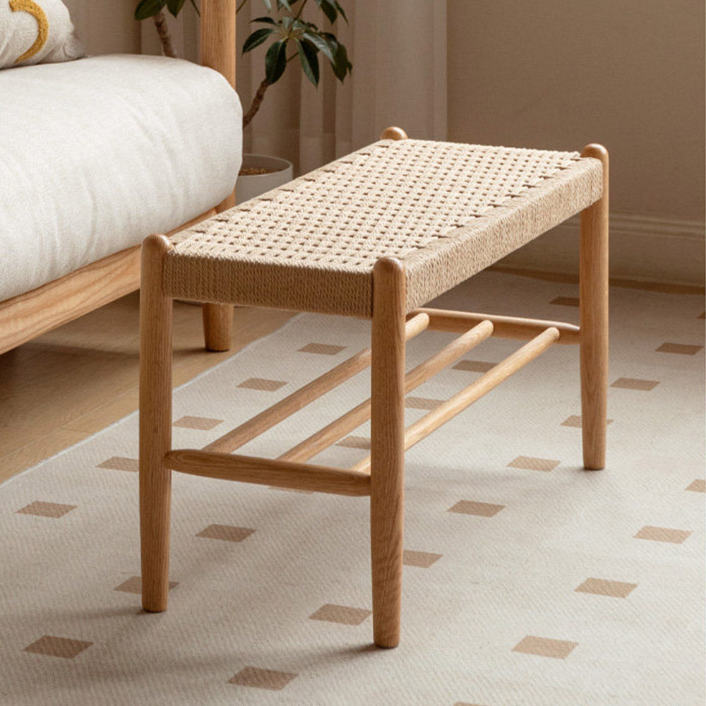 Nara Natural Solid Oak Shoe Bench