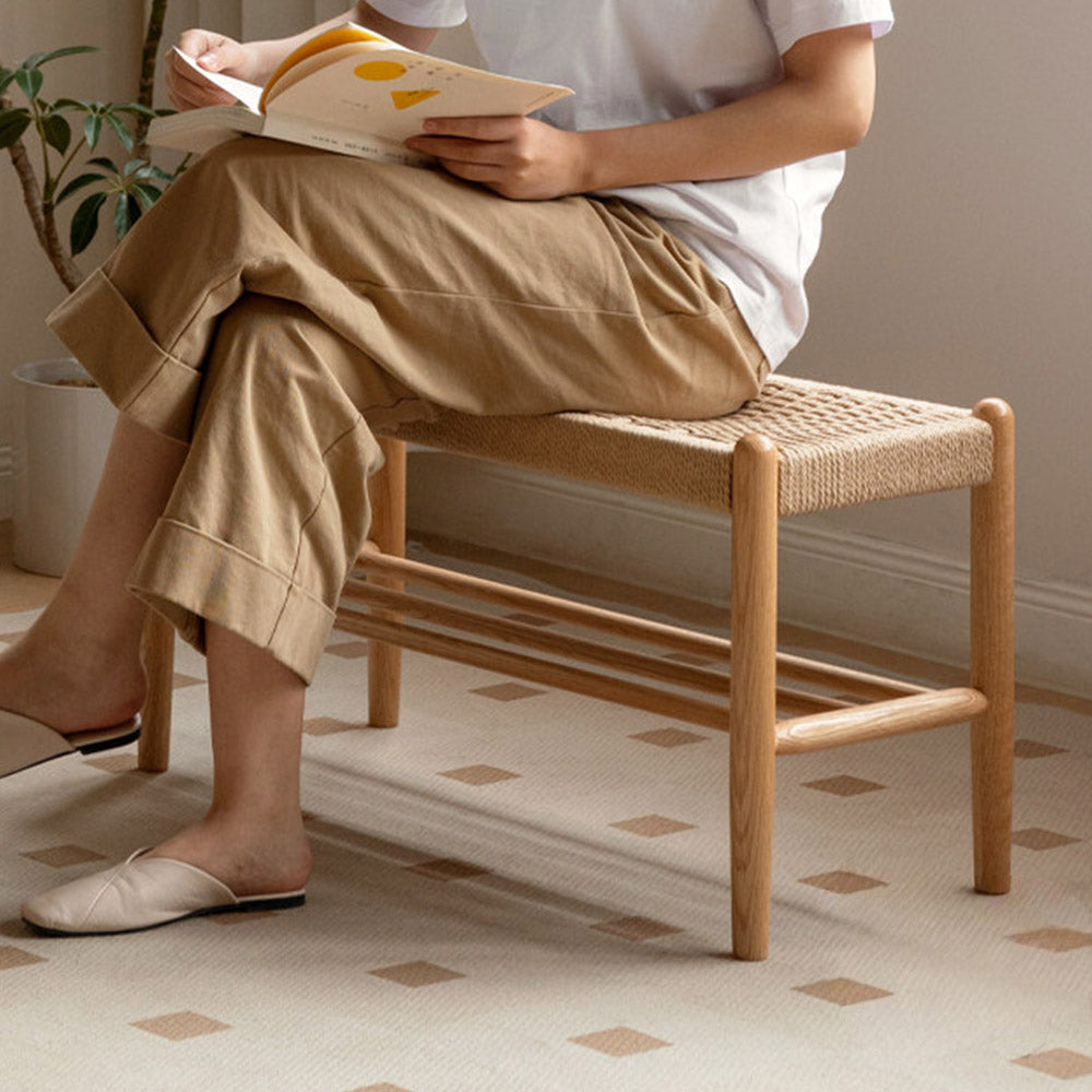Nara Natural Solid Oak Shoe Bench