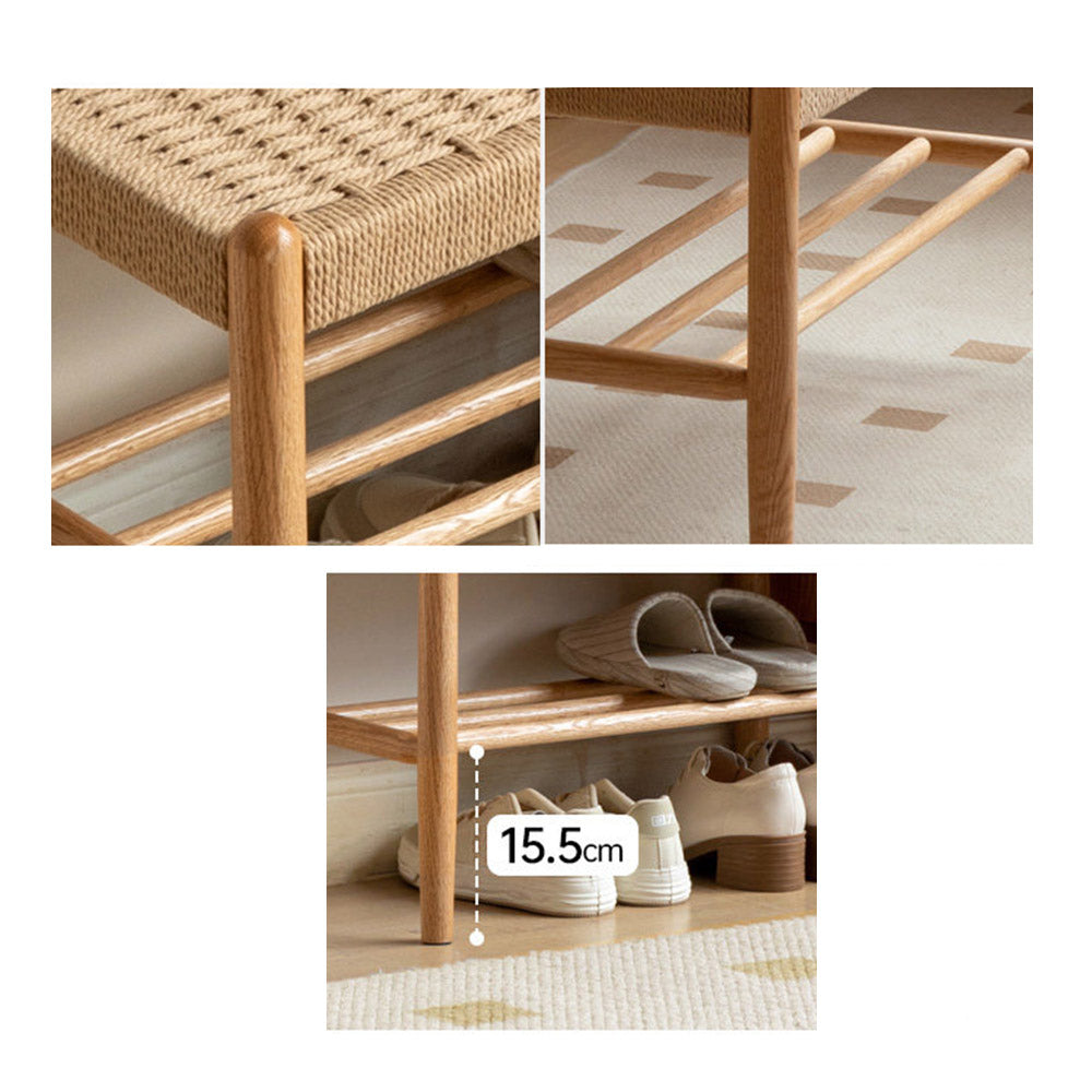 Nara Natural Solid Oak Shoe Bench