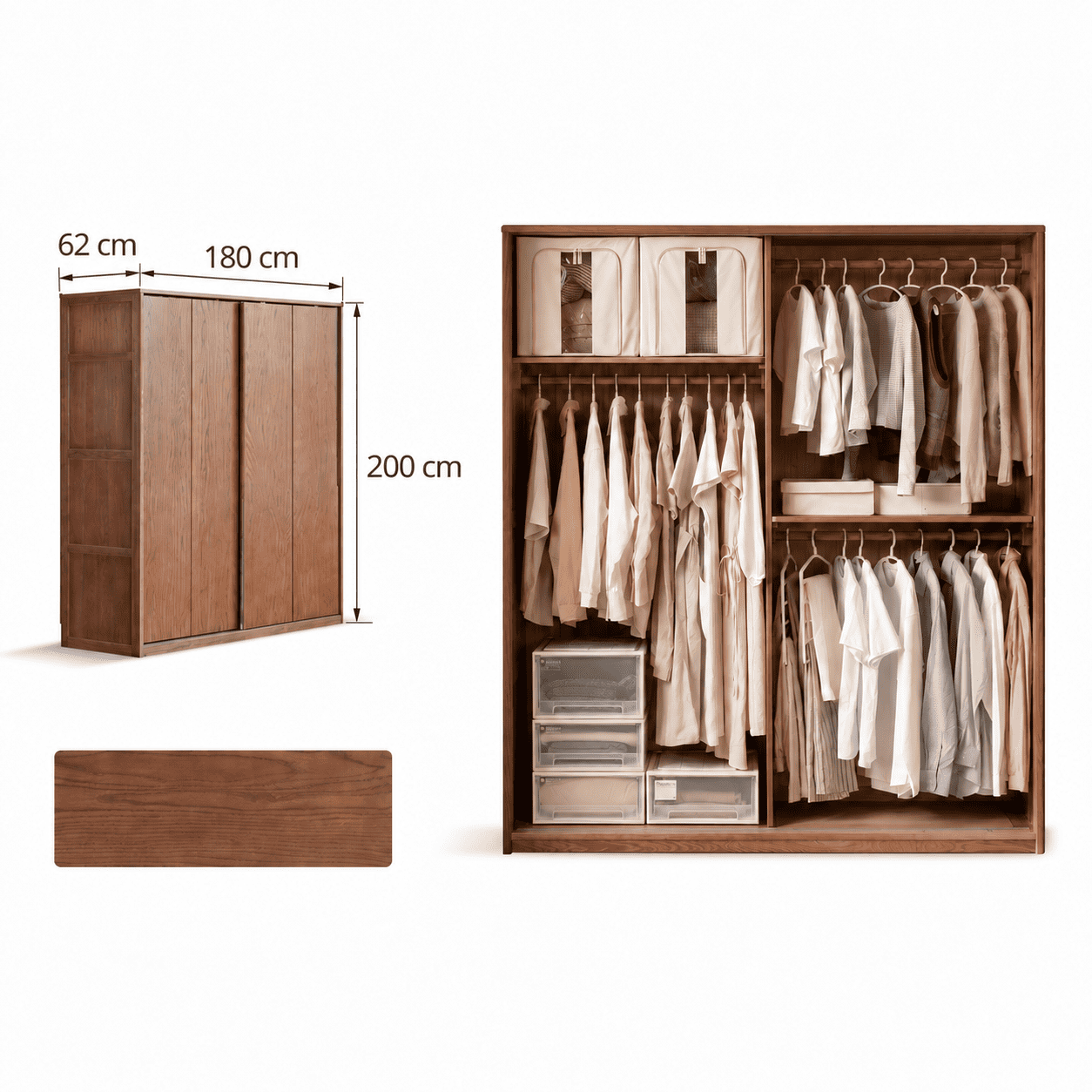 Neath 180 cm solid oak sliding door wardrobe dimension and internal storage guide