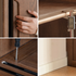Close-up details of Neath solid oak wardrobe handle, hanging rail and sliding door hardware