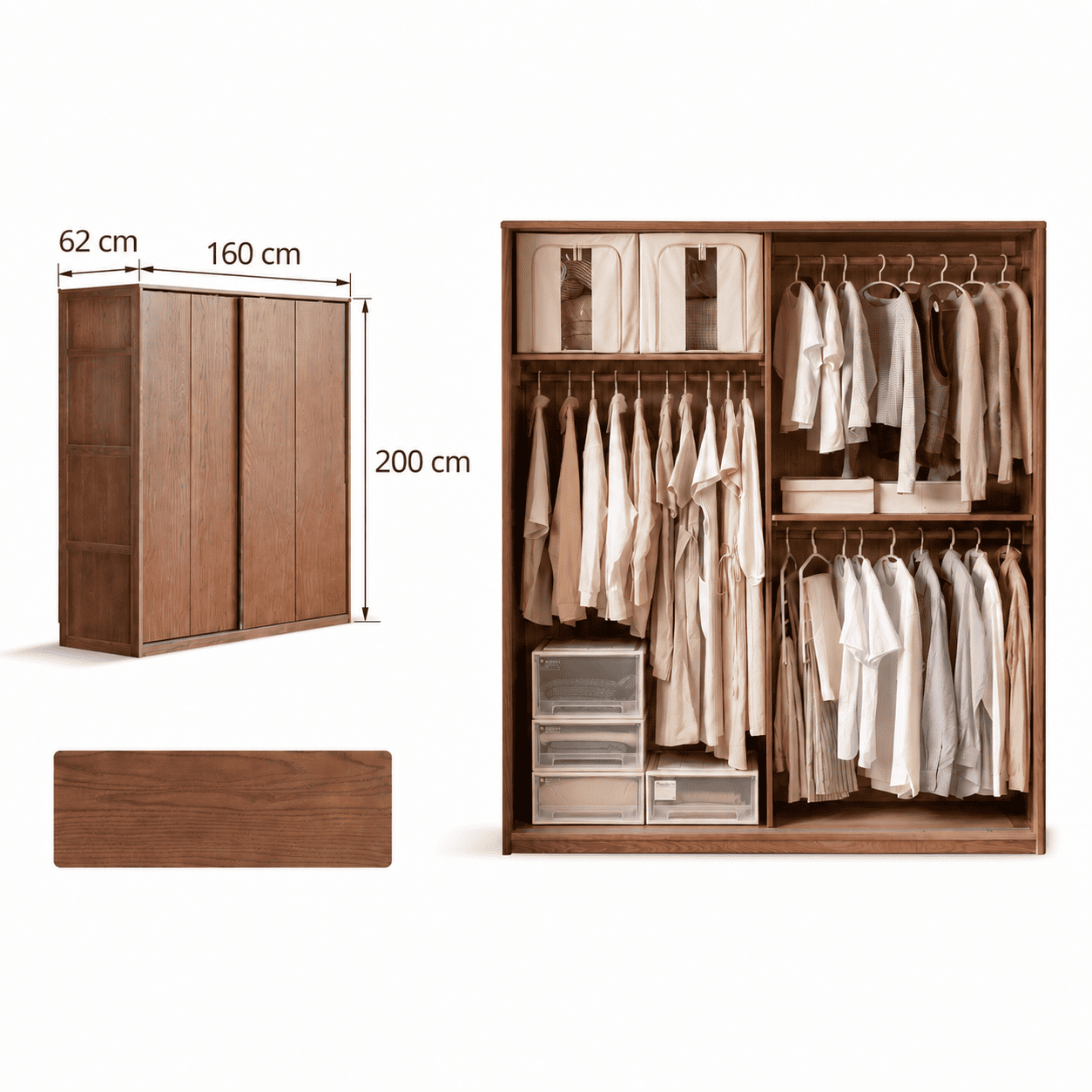 Neath 160 cm solid oak sliding door wardrobe dimension and internal storage guide